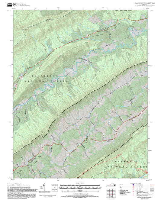 2025 Forest Service Topo Map of Craig Springs Virginia