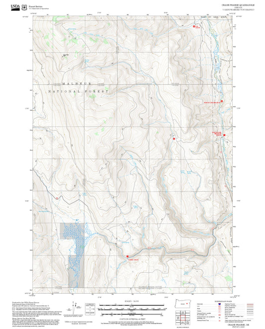 2025 Forest Service Topo Map of Crane Prairie Oregon