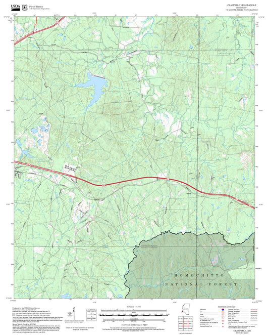 2025 Forest Service Topo Map of Cranfield Mississippi
