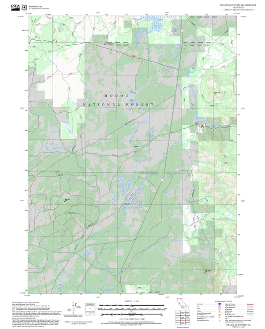 2025 Forest Service Topo Map of Crank Mountain California