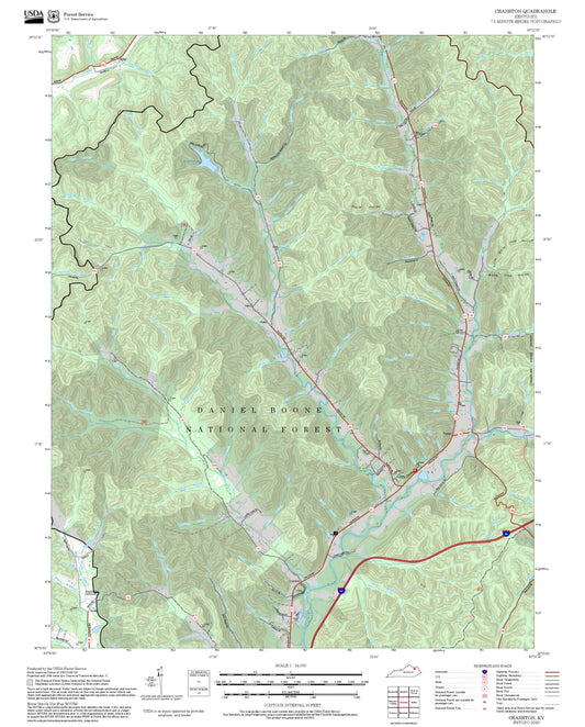 2025 Forest Service Topo Map of Cranston Kentucky