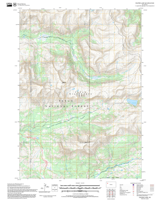 2025 Forest Service Topo Map of Crater Lake Wyoming