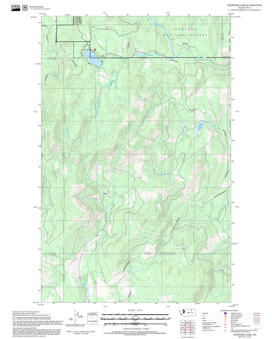 2025 Forest Service Topo Map of Crawfish Lake Washington
