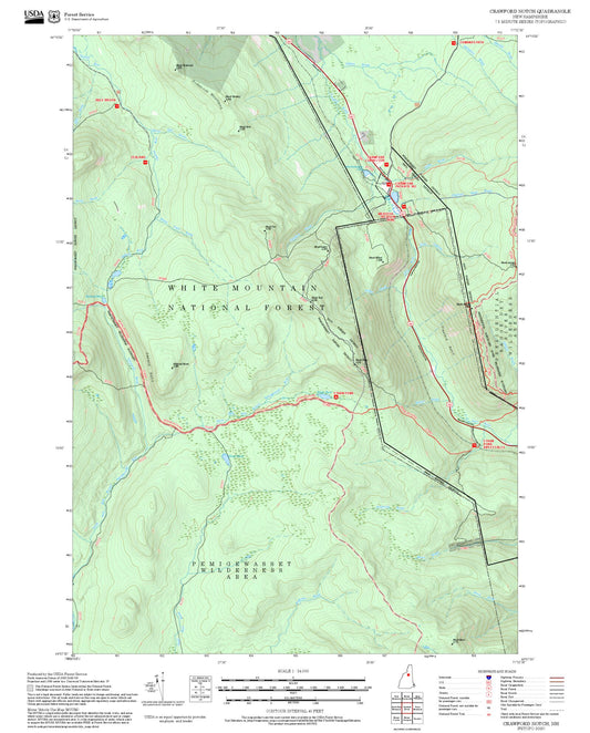 2025 Forest Service Topo Map of Crawford Notch New Hampshire