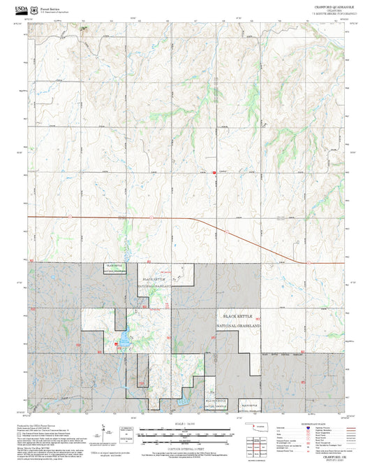 2025 Forest Service Topo Map of Crawford Oklahoma