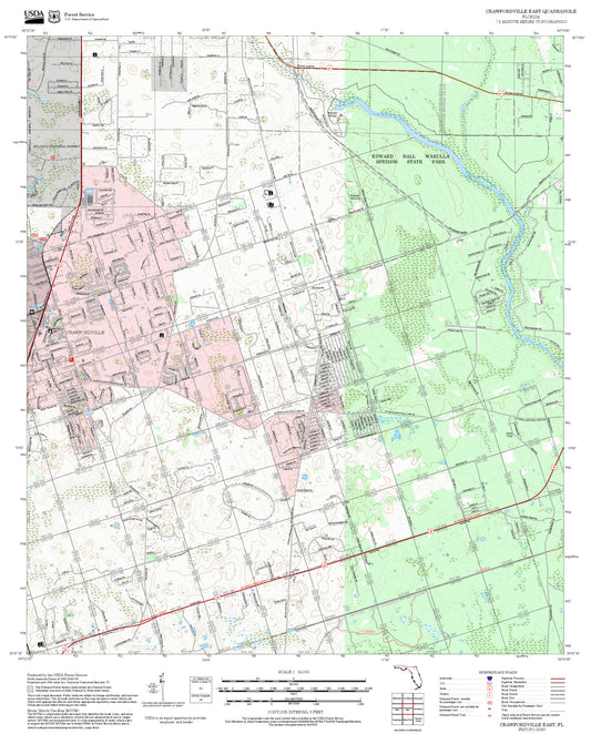 2025 Forest Service Topo Map of Crawfordville East Florida