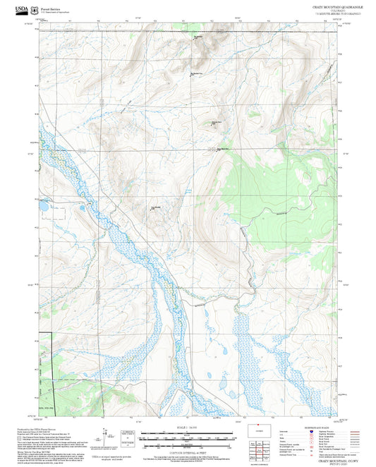2025 Forest Service Topo Map of Crazy Mountain Colorado