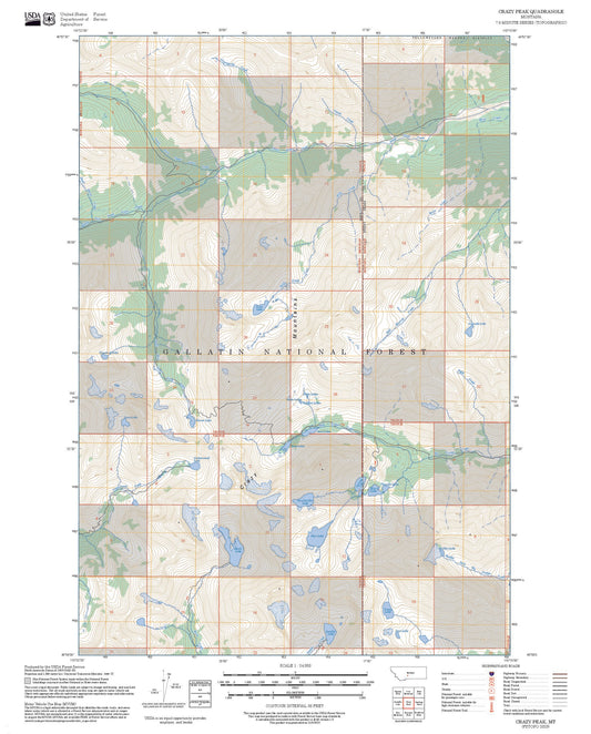 2025 Forest Service Topo Map of Crazy Peak Montana