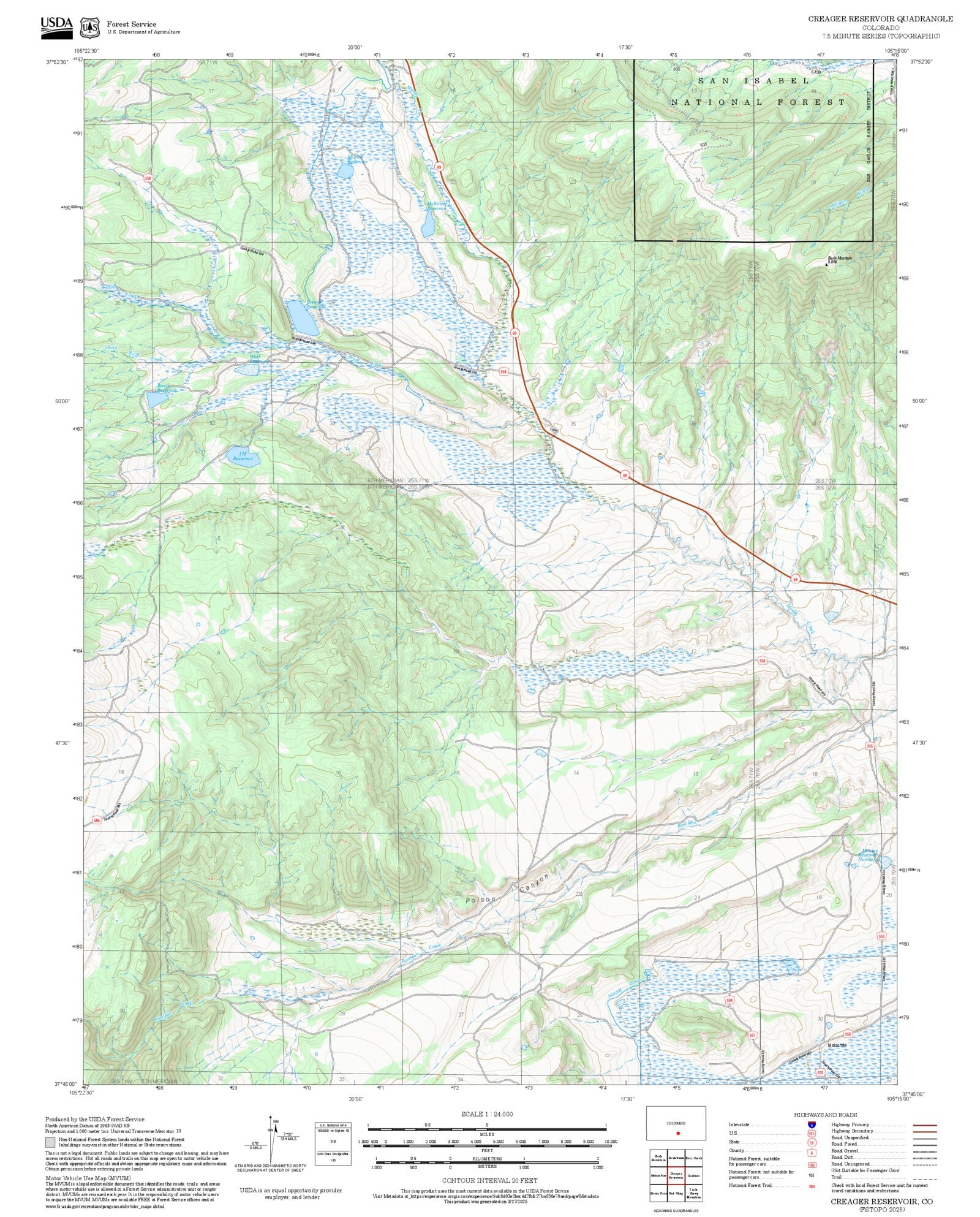 2025 Forest Service Topo Map of Creager Reservoir Colorado – MyTopo Map ...