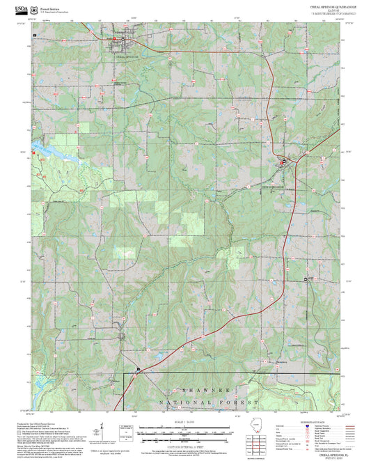 2025 Forest Service Topo Map of Creal Springs Illinois