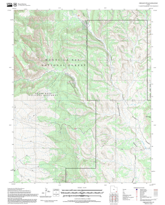 2025 Forest Service Topo Map of Cream Pots Utah