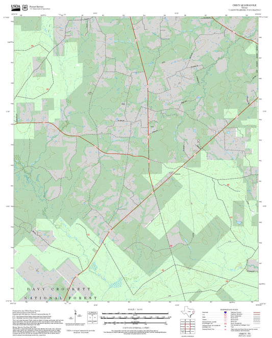 2025 Forest Service Topo Map of Crecy Texas