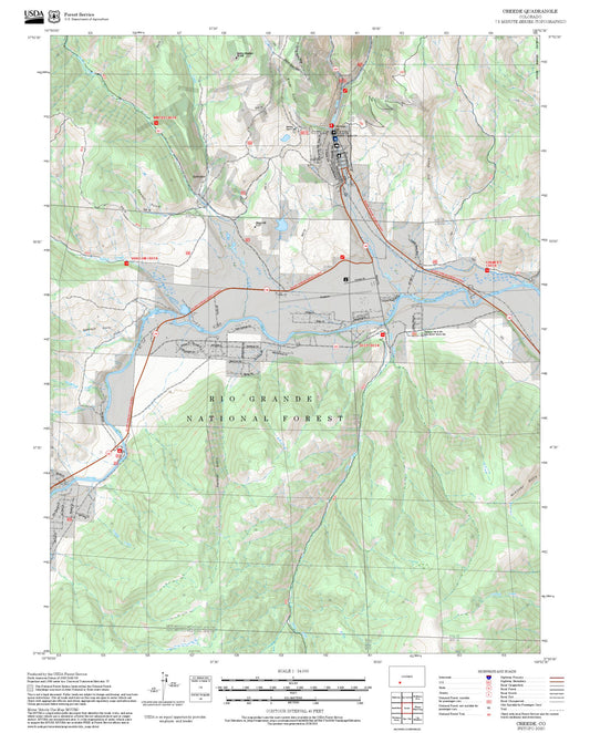 2025 Forest Service Topo Map of Creede Colorado