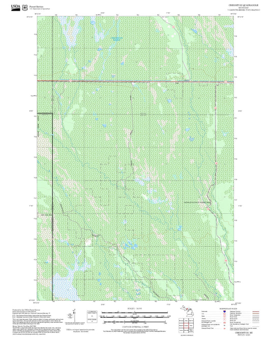 2025 Forest Service Topo Map of Creighton Michigan
