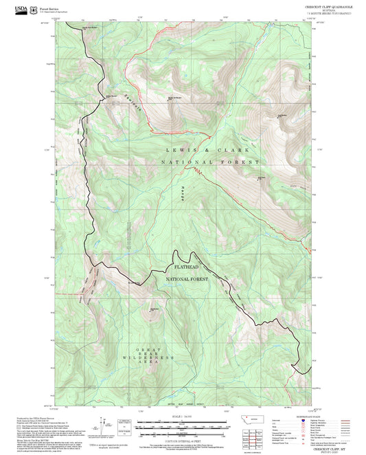 2025 Forest Service Topo Map of Crescent Cliff Montana