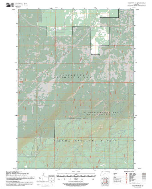 2025 Forest Service Topo Map of Crescent NE Oregon