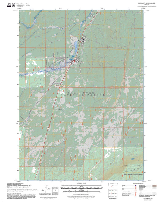 2025 Forest Service Topo Map of Crescent Oregon