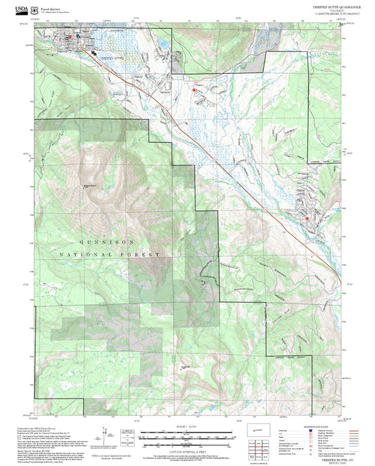 2025 Forest Service Topo Map of Crested Butte Colorado