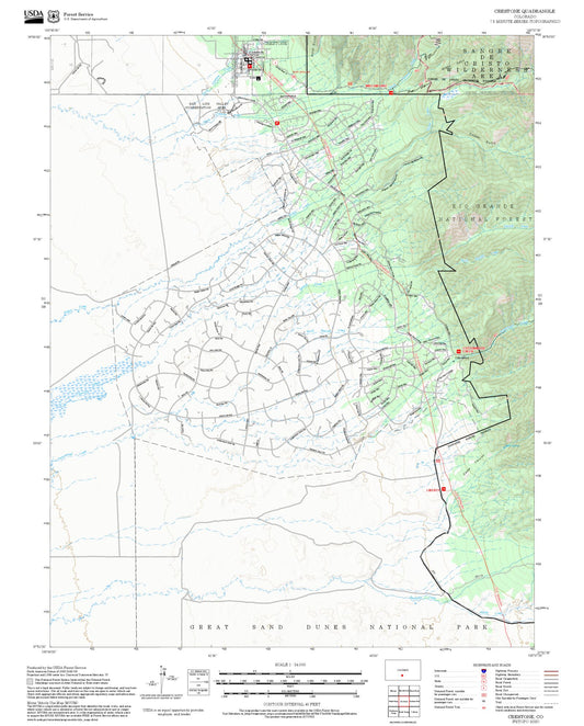 2025 Forest Service Topo Map of Crestone Colorado