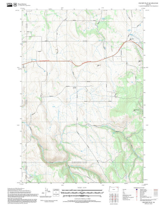 2025 Forest Service Topo Map of Cricket Flat Oregon