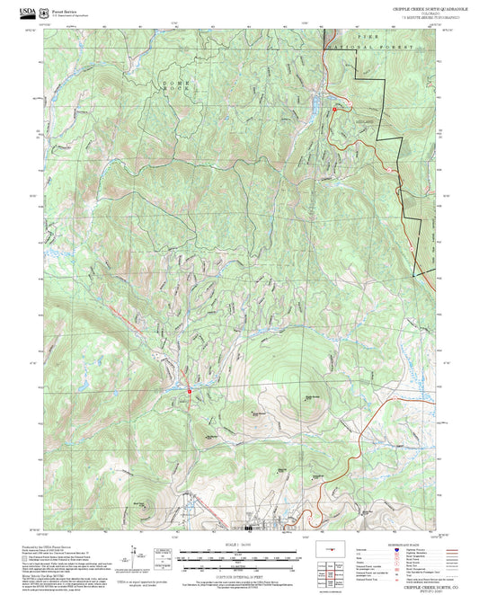 2025 Forest Service Topo Map of Cripple Creek North Colorado
