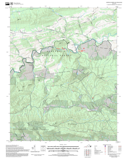 2025 Forest Service Topo Map of Cripple Creek Virginia