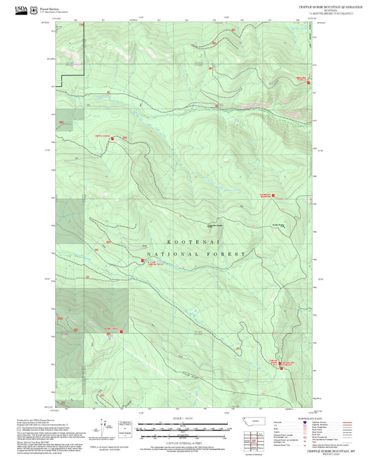 2025 Forest Service Topo Map of Cripple Horse Mountain Montana