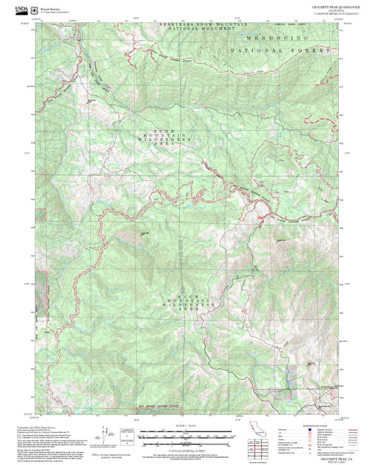 2025 Forest Service Topo Map of Crockett Peak California