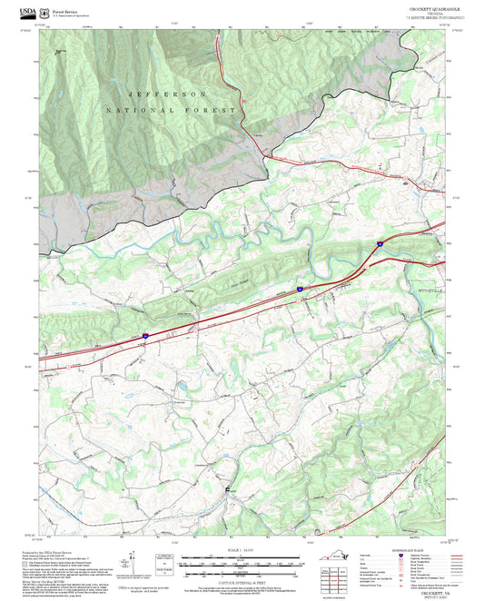 2025 Forest Service Topo Map of Crockett Virginia