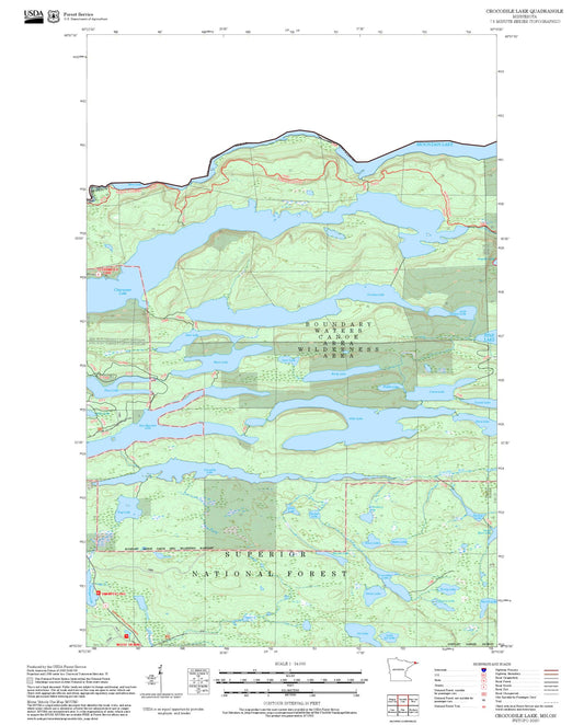 2025 Forest Service Topo Map of Crocodile Lake Minnesota