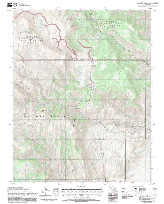 2025 Forest Service Topo Map of Crooked Creek California