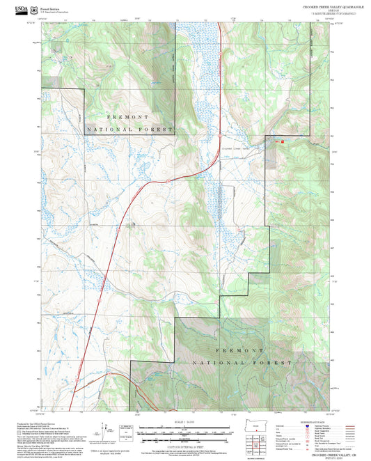 2025 Forest Service Topo Map of Crooked Creek Valley Oregon