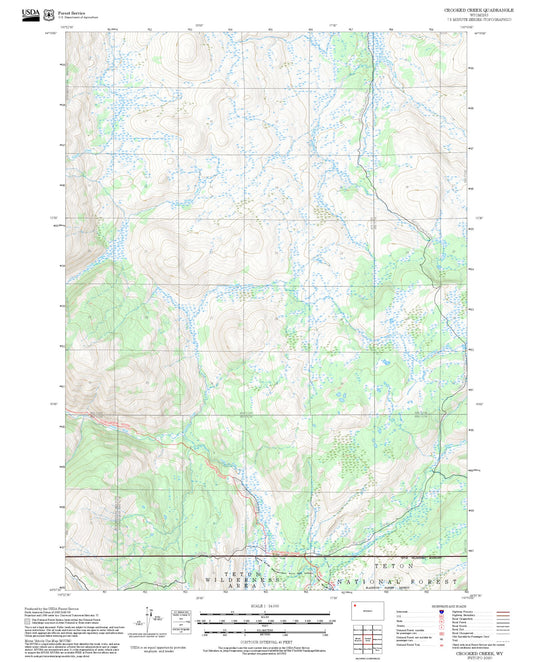 2025 Forest Service Topo Map of Crooked Creek Wyoming