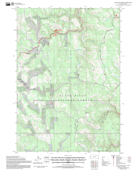 2025 Forest Service Topo Map of Crooks Tower South Dakota