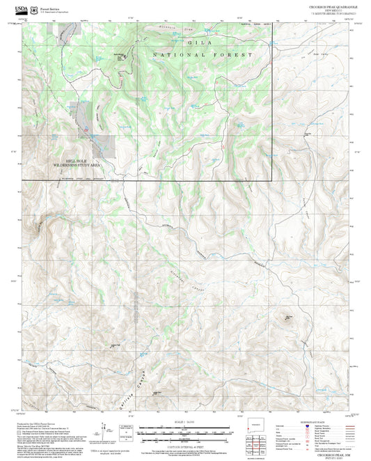 2025 Forest Service Topo Map of Crookson Peak New Mexico