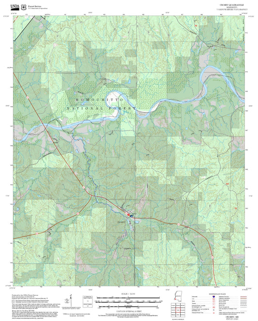 2025 Forest Service Topo Map of Crosby Mississippi