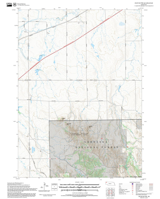 2025 Forest Service Topo Map of Crow Butte Nebraska