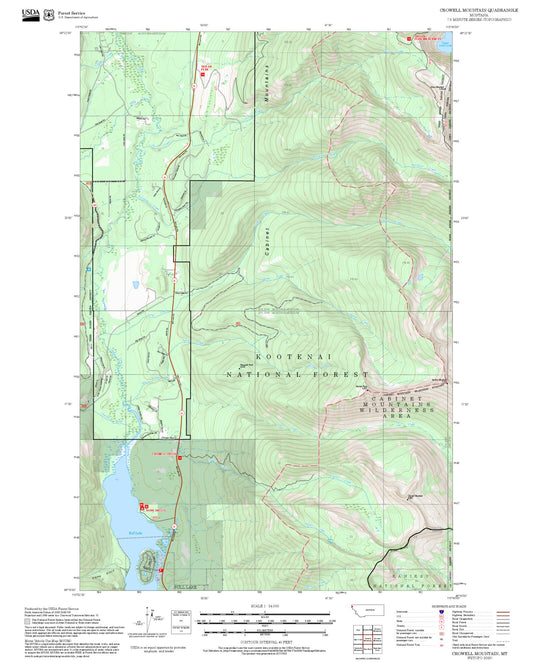 2025 Forest Service Topo Map of Crowell Mountain Montana