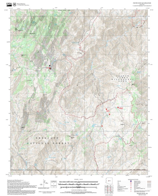 2025 Forest Service Topo Map of Crown King Arizona