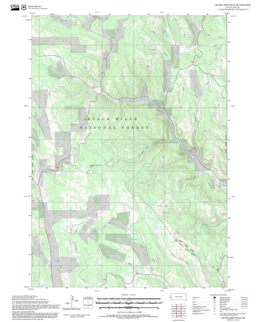 2025 Forest Service Topo Map of Crows Nest Peak South Dakota