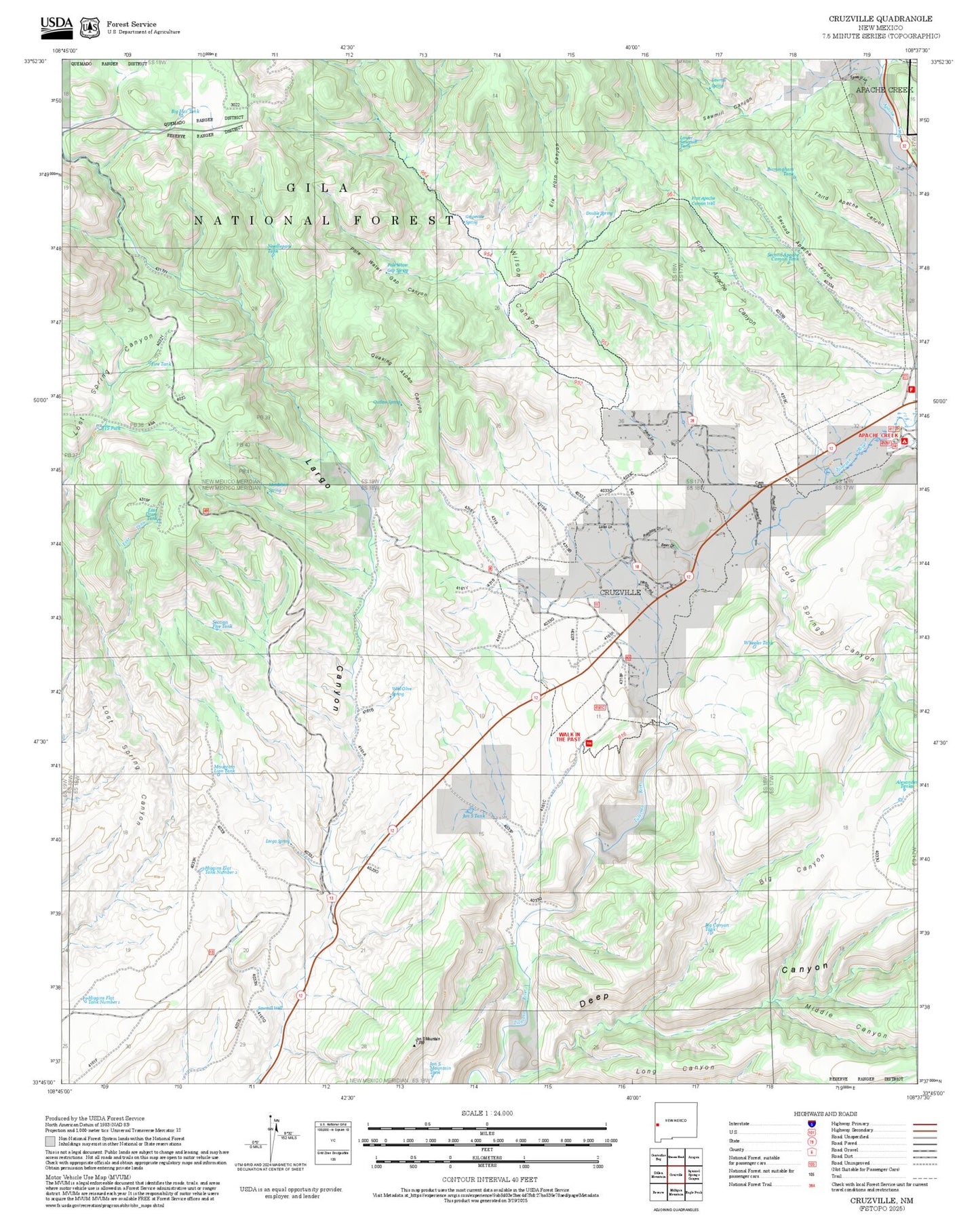 2025 Forest Service Topo Map of Cruzville New Mexico