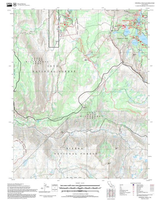 2025 Forest Service Topo Map of Crystal Crag California
