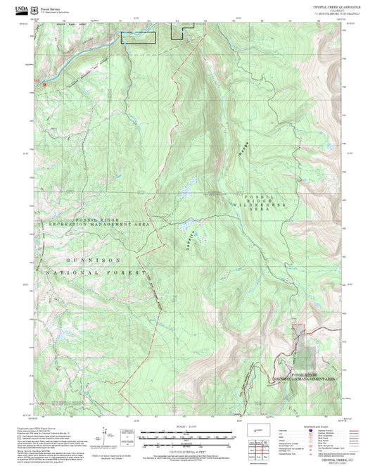 2025 Forest Service Topo Map of Crystal Creek Colorado