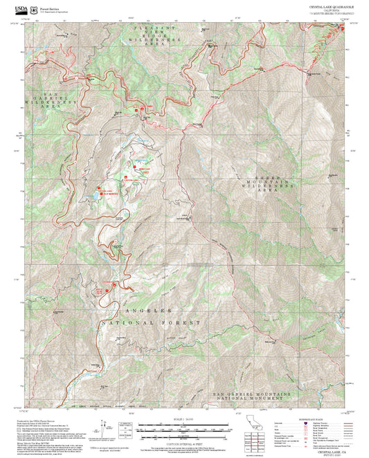 2025 Forest Service Topo Map of Crystal Lake California