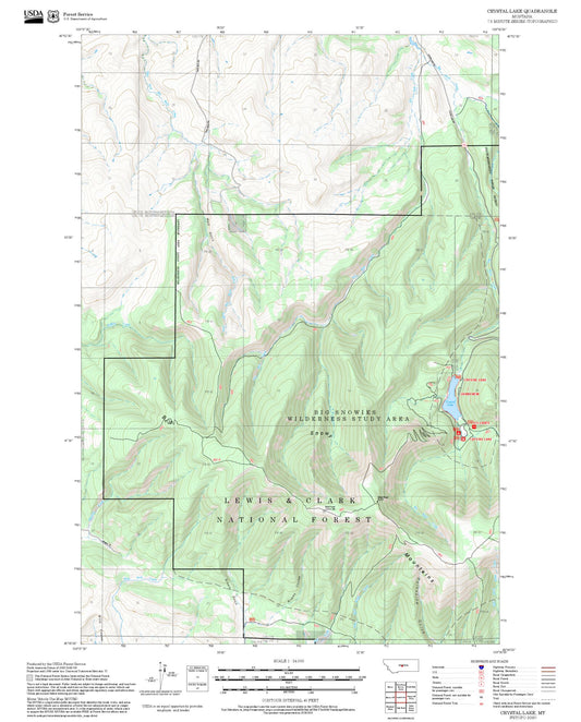 2025 Forest Service Topo Map of Crystal Lake Montana