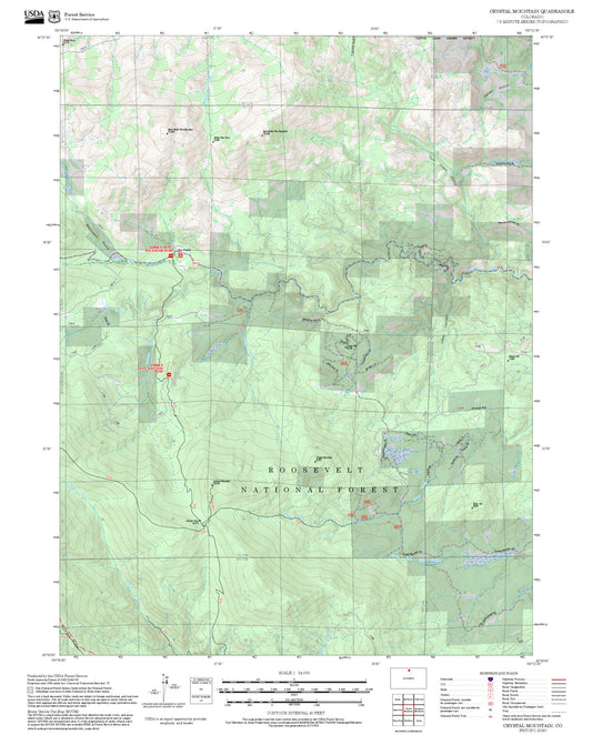2025 Forest Service Topo Map of Crystal Mountain Colorado