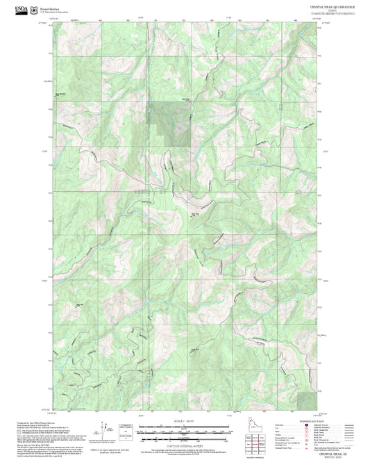 2025 Forest Service Topo Map of Crystal Peak Idaho