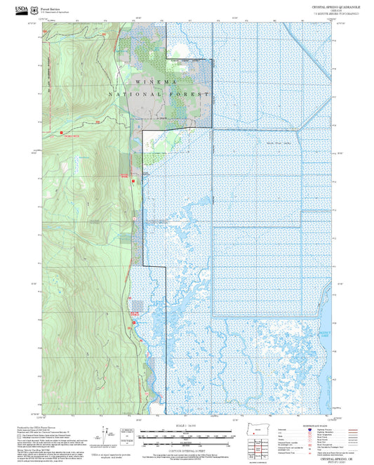 2025 Forest Service Topo Map of Crystal Spring Oregon