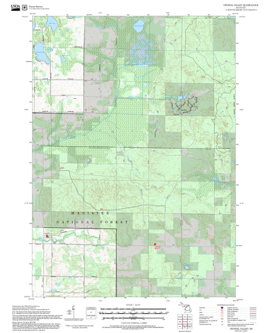 2025 Forest Service Topo Map of Crystal Valley Michigan