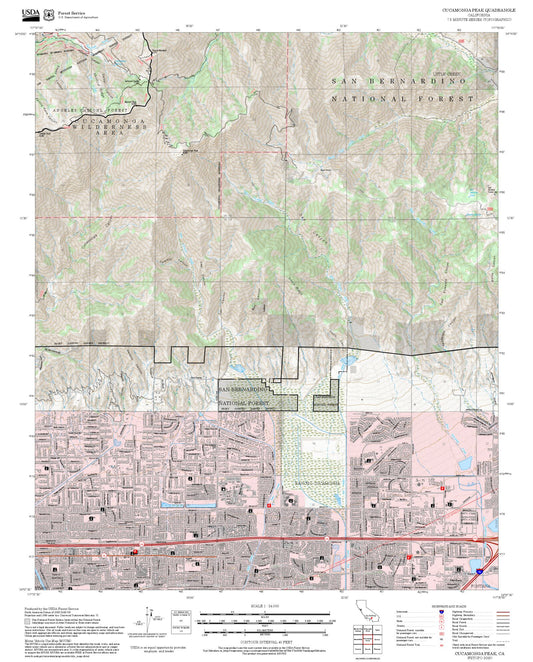 2025 Forest Service Topo Map of Cucamonga Peak California